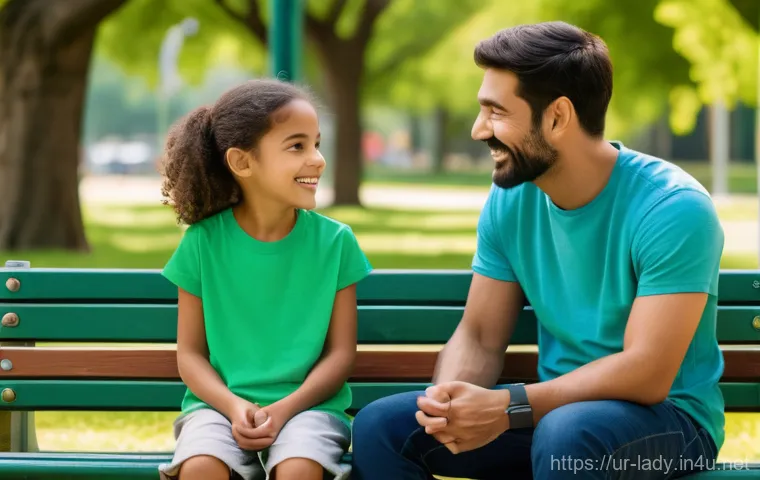 아드리앙 가정환경 설정 - A heartwarming scene of a mother and father gently embracing their toddler. The toddler is wearing a...